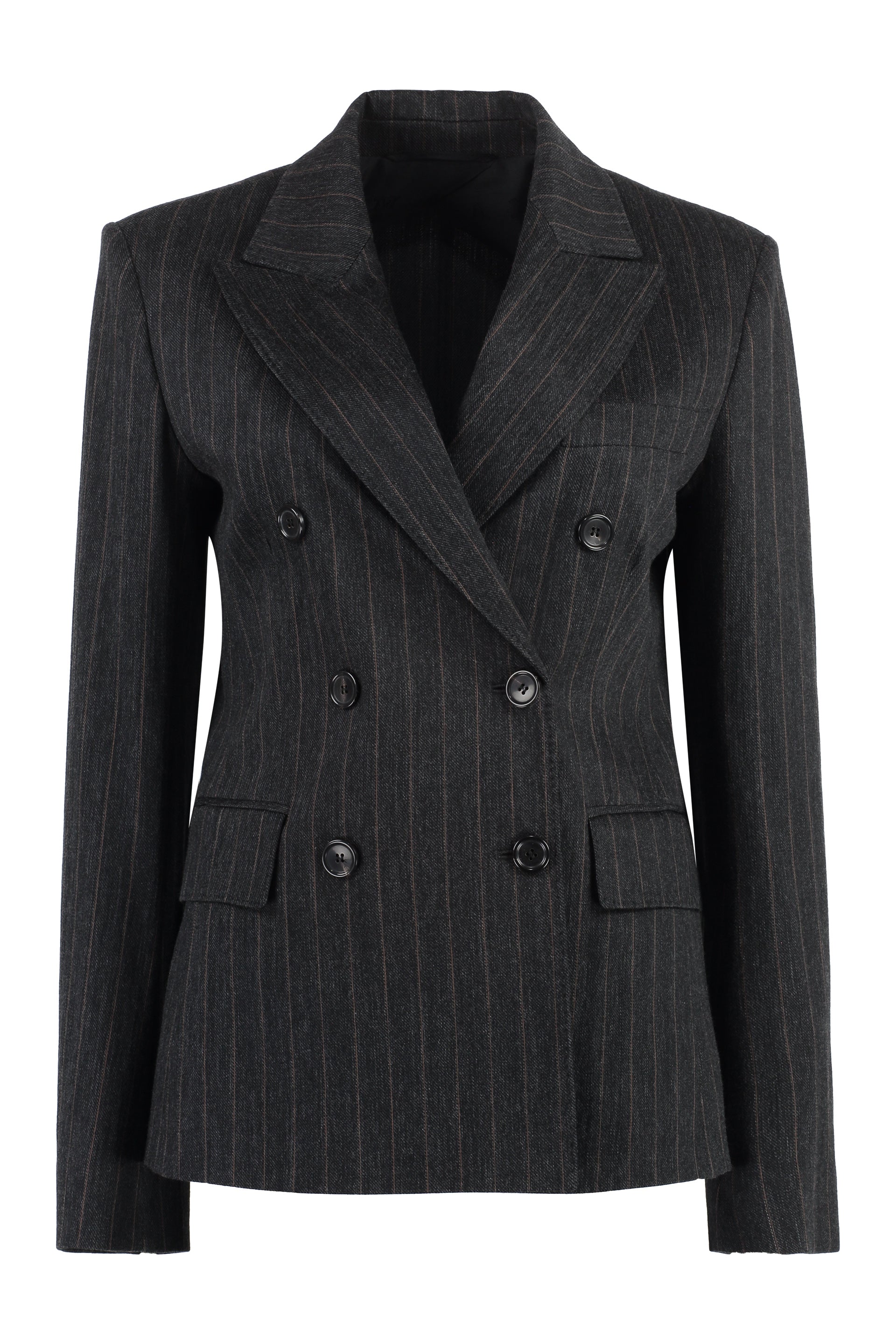 MAX MARA Women’s Double-Breasted Knit Blazer with Pinstriped Motif