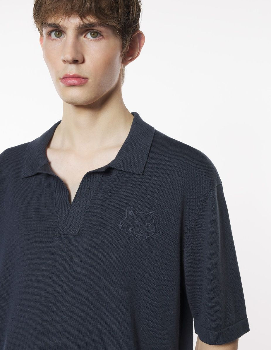 MAISON KITSUNÉ Bold Fox Head Embroidered Knit Polo for Men