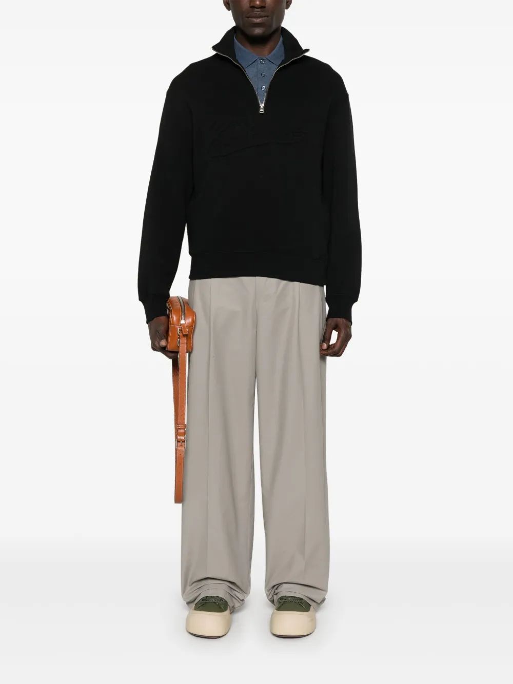 MAISON KITSUNÉ Varsity Half Zip Comfort Sweater for Men