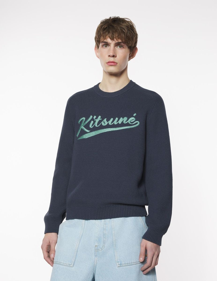 MAISON KITSUNÉ Varsity Embroidered Mesh Jumper - Men's