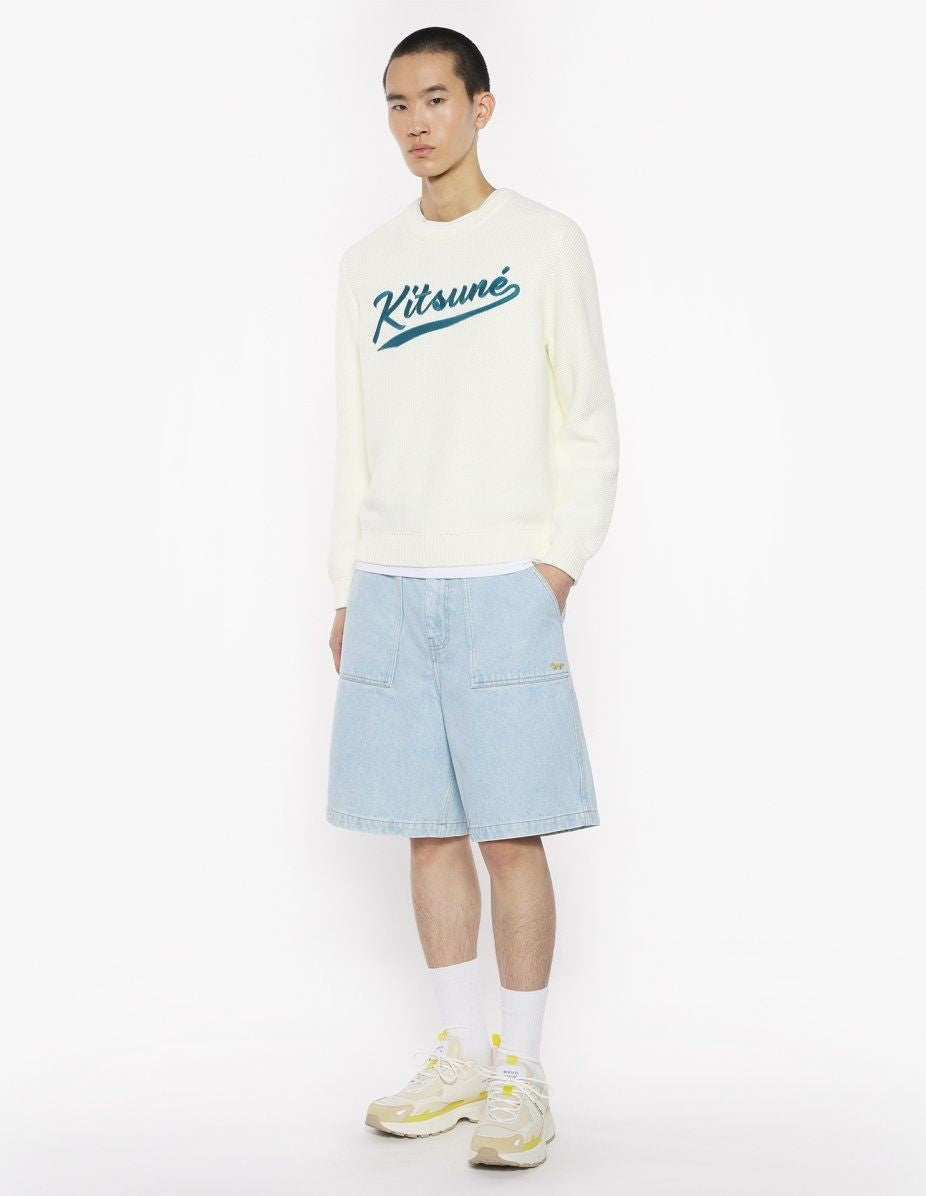 MAISON KITSUNÉ Men's Varsity Embroidered Mesh Jumper