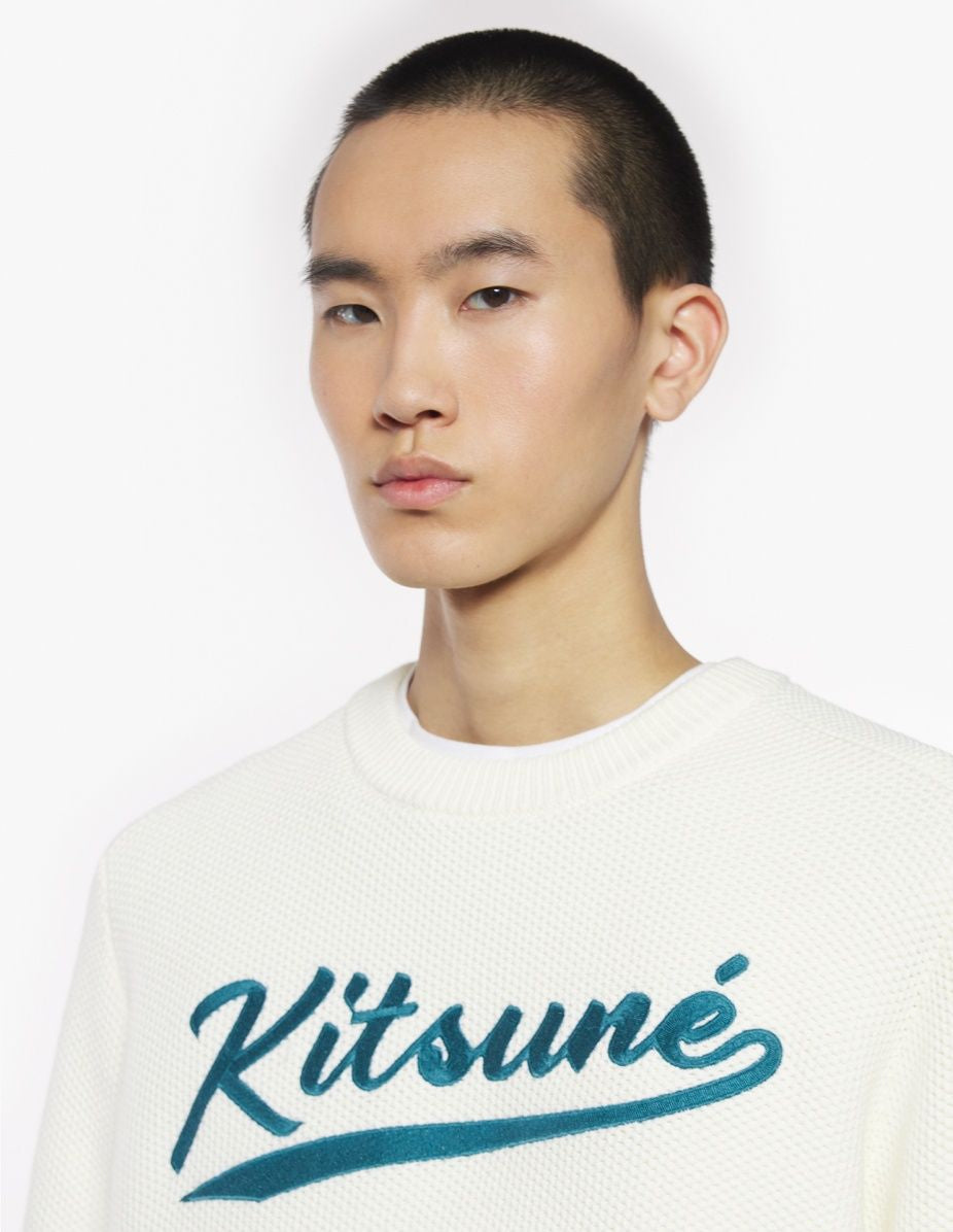 MAISON KITSUNÉ Men's Varsity Embroidered Mesh Jumper