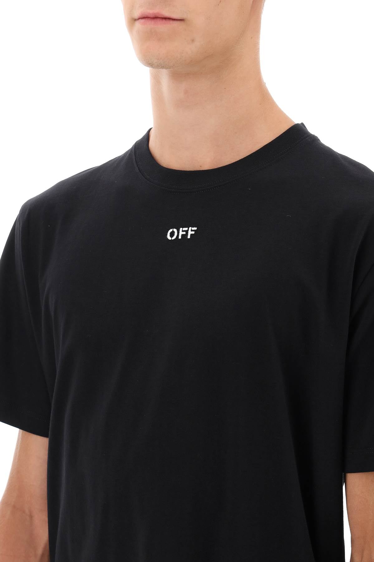 OFF-WHITE Logo Embroidered Cotton T-Shirt - FW23