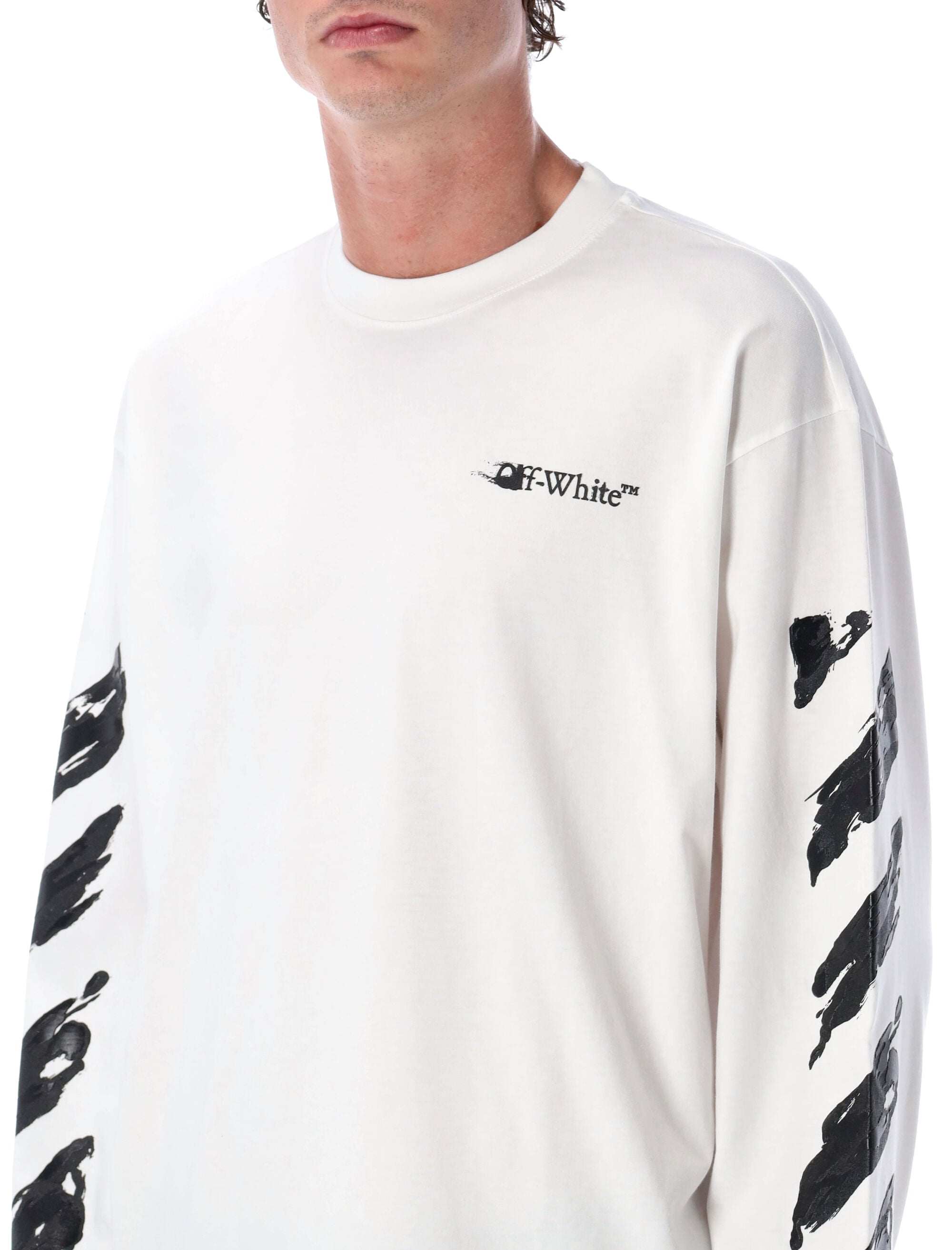 OFF-WHITE 90's Cotton Long Sleeve T-Shirt with Bold Graphic Detailing