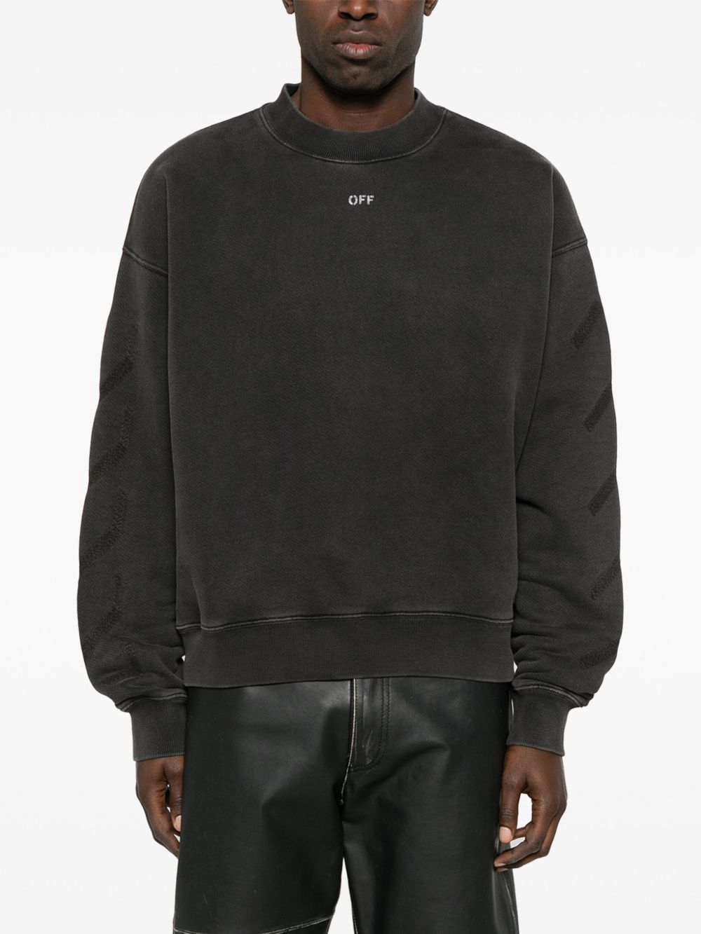 OFF-WHITE 100% Cotton Crew Neck Sweater for Men