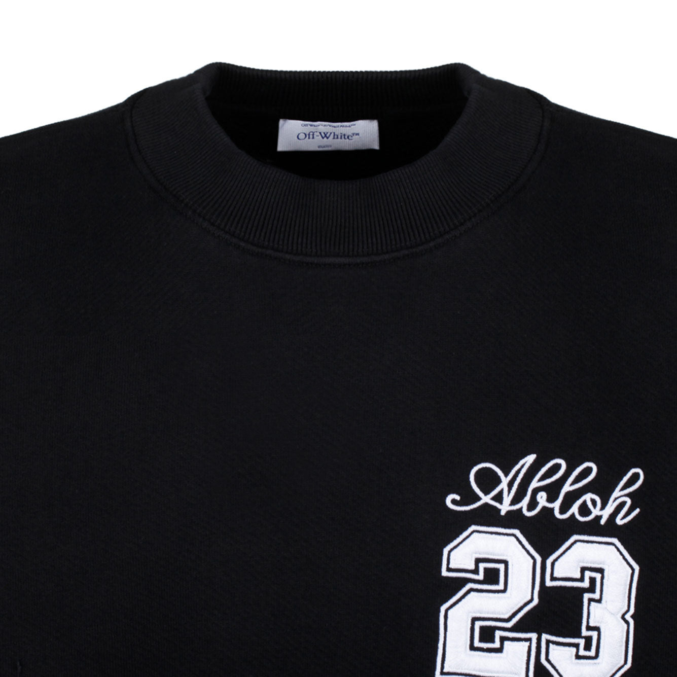 OFF-WHITE Cotton Crew-Neck Sweatshirt with Embroidered Sleeves - Skate Fit