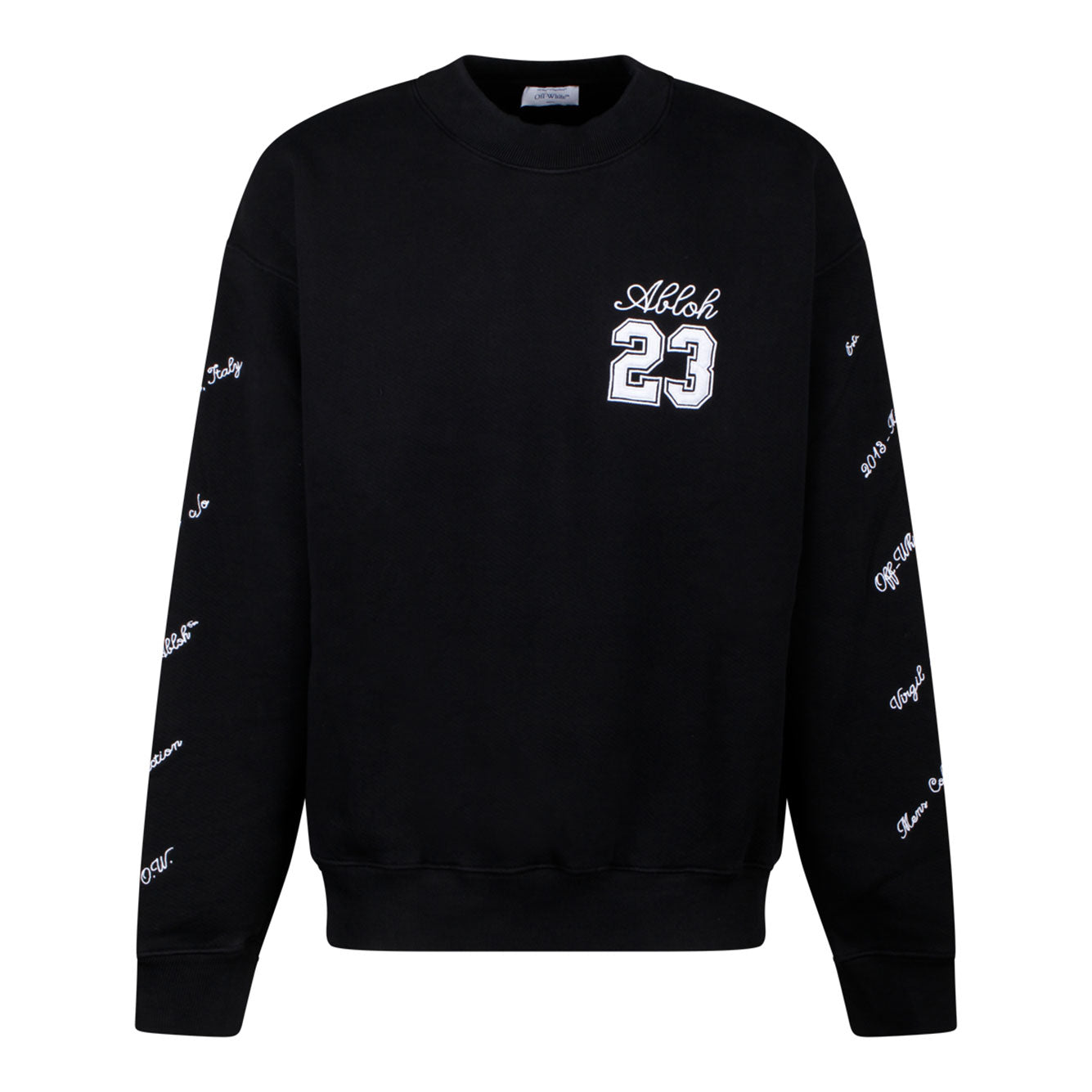 OFF-WHITE Cotton Crew-Neck Sweatshirt with Embroidered Sleeves - Skate Fit