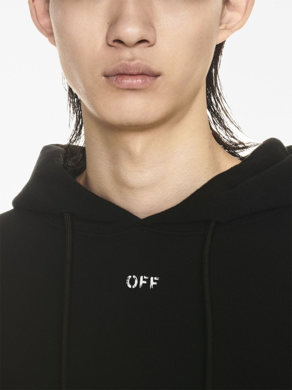 OFF-WHITE Hooded Sweatshirt with Ribbed Cuffs