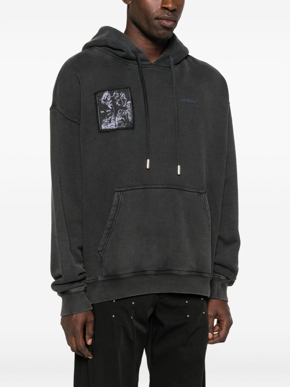 OFF-WHITE Faded Painting Skate Cotton Hoodie