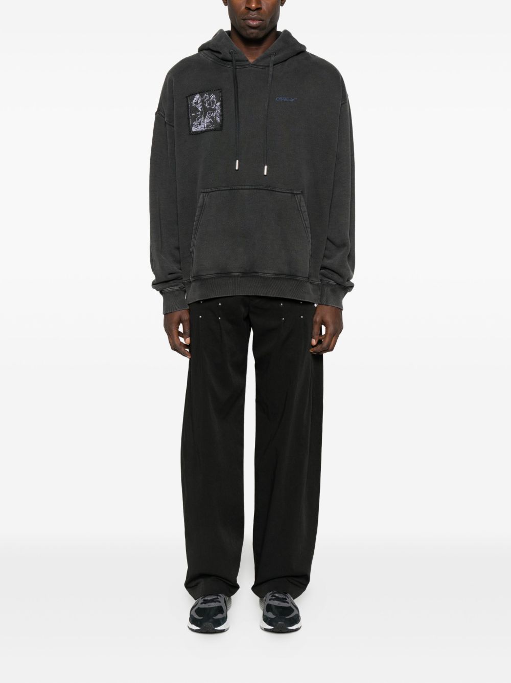 OFF-WHITE Faded Painting Skate Cotton Hoodie
