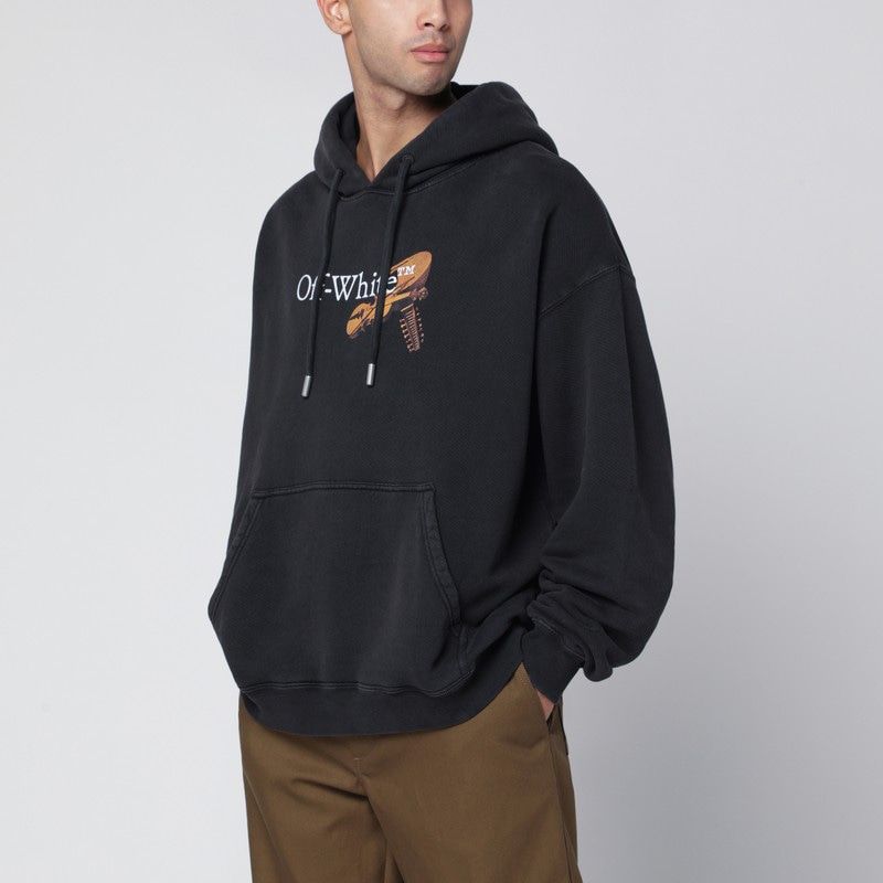 OFF-WHITE Washed Black Cupid Arrow Skate Logo Hoodie