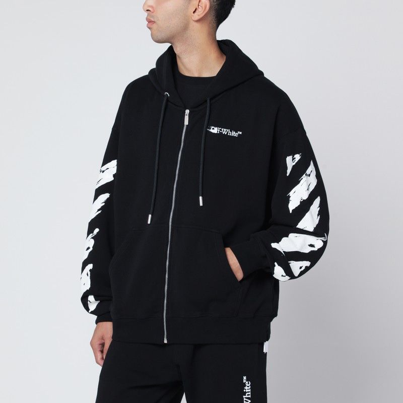 OFF-WHITE Men's Performance Zip-Up Hoodie with Logo Print
