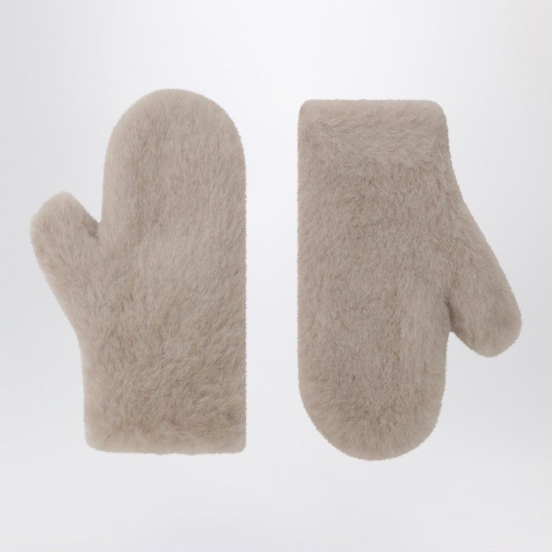 MAX MARA Teddy Fabric Women's Muff Gloves with Removable Cord