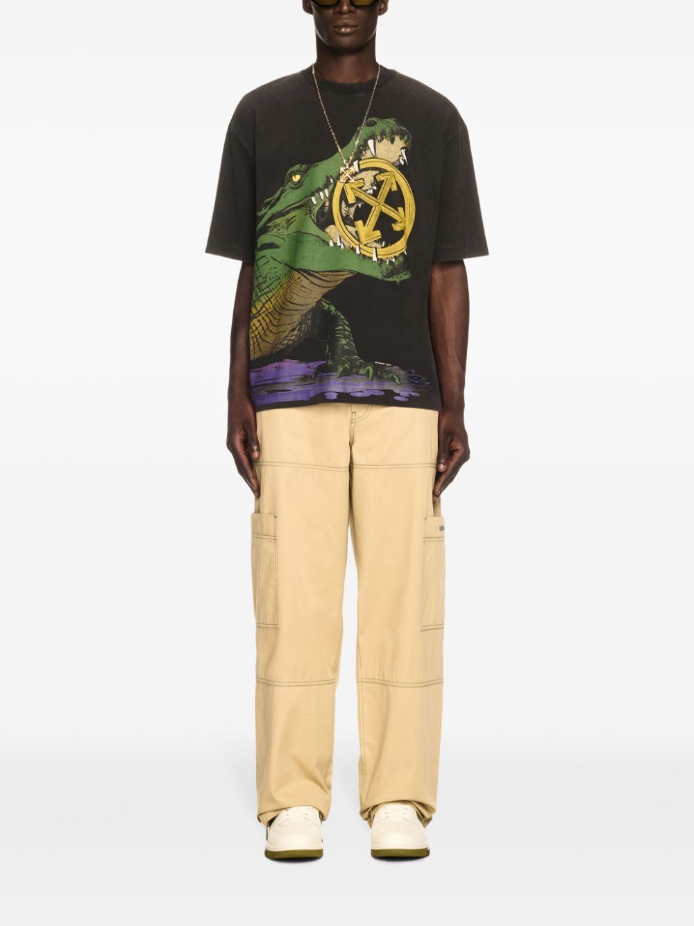 OFF-WHITE Contrast Waistband and Stitch Cargo Pants for Men