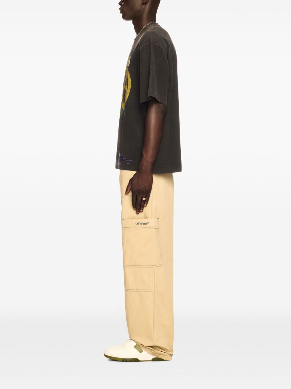 OFF-WHITE Contrast Waistband and Stitch Cargo Pants for Men