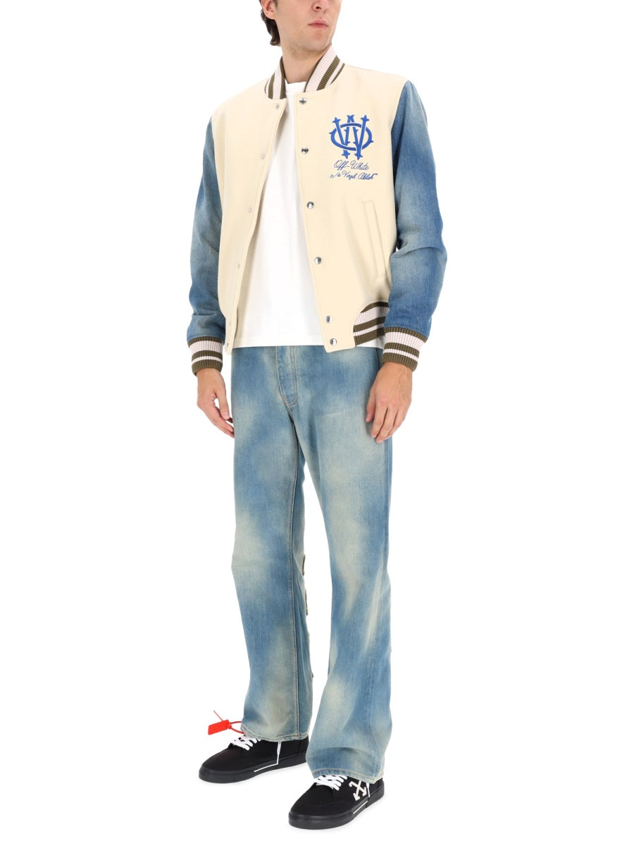 OFF-WHITE Gothic Wool Varsity Jacket for Men