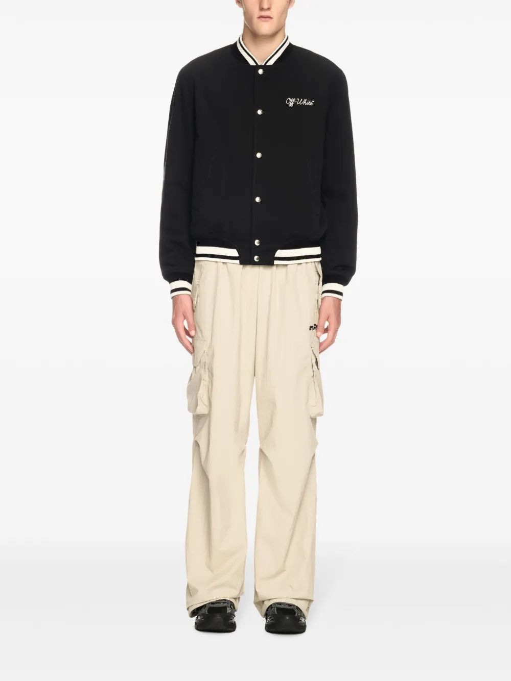 OFF-WHITE Scripted Souvenir Varsity Jacket for Men - SS25 Edition