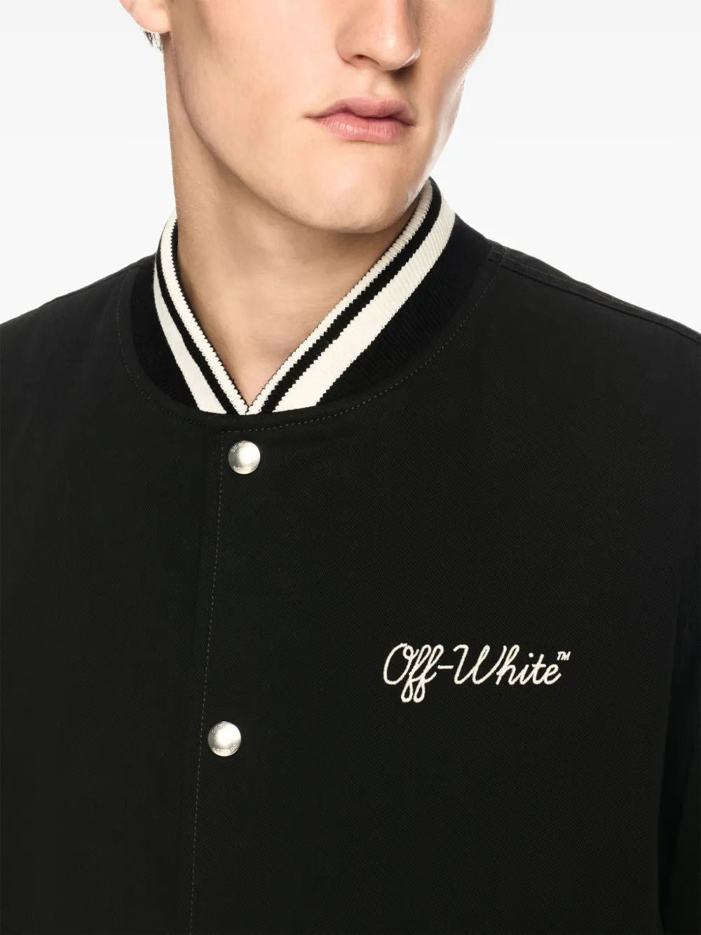 OFF-WHITE Scripted Souvenir Varsity Jacket for Men - SS25 Edition