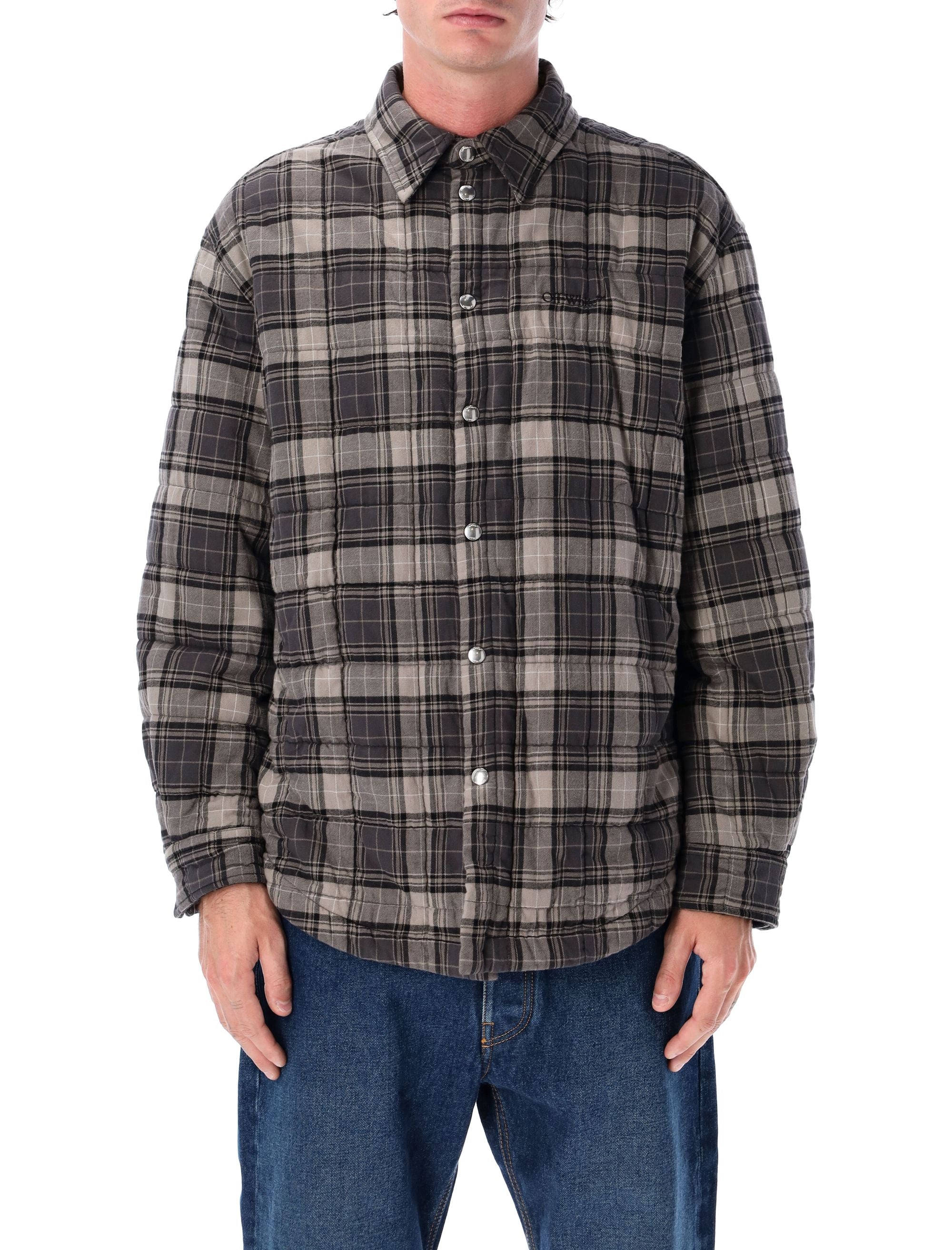 OFF-WHITE Men's Padded Check Cotton Shirt Jacket - Size 48