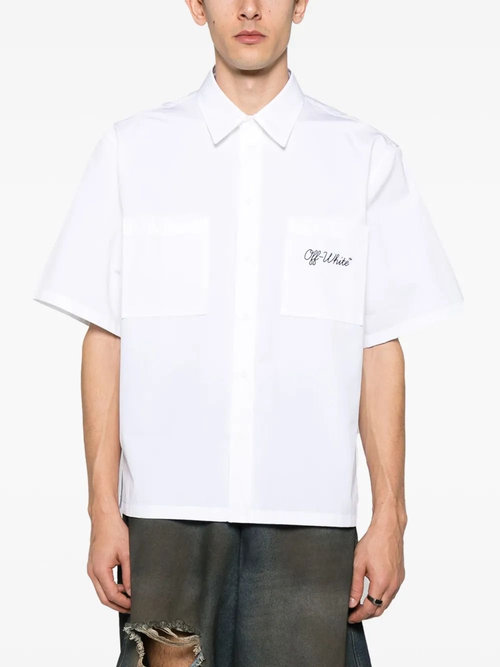 OFF-WHITE Scripted Summer Pop Over Short Sleeve Shirt