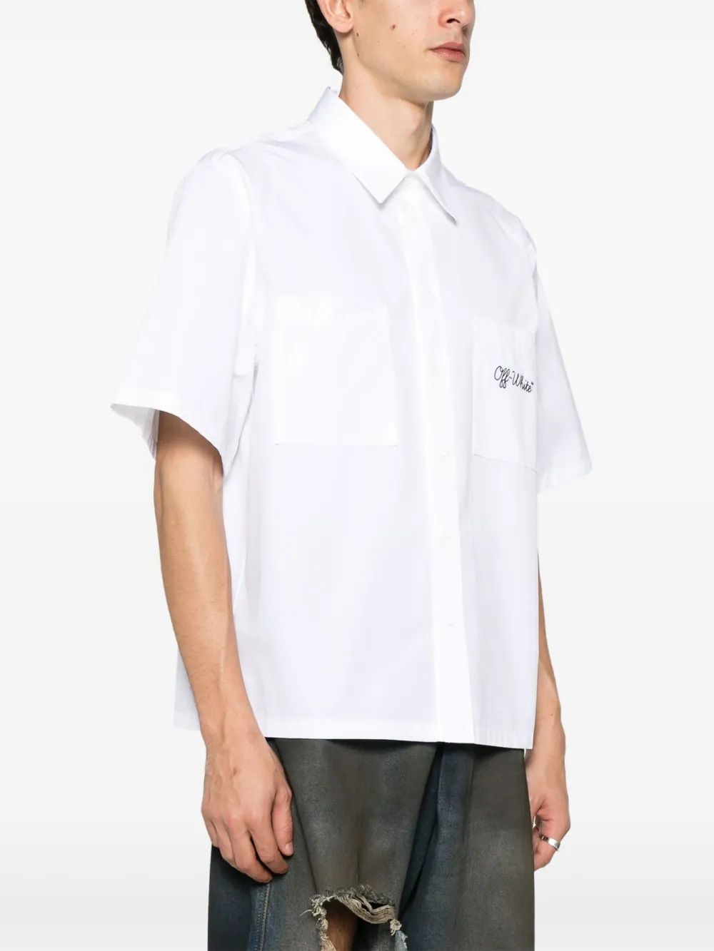 OFF-WHITE Scripted Summer Pop Over Short Sleeve Shirt