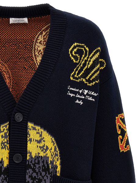 OFF-WHITE Moon Phase V-Neck Long Sleeved Cardigan