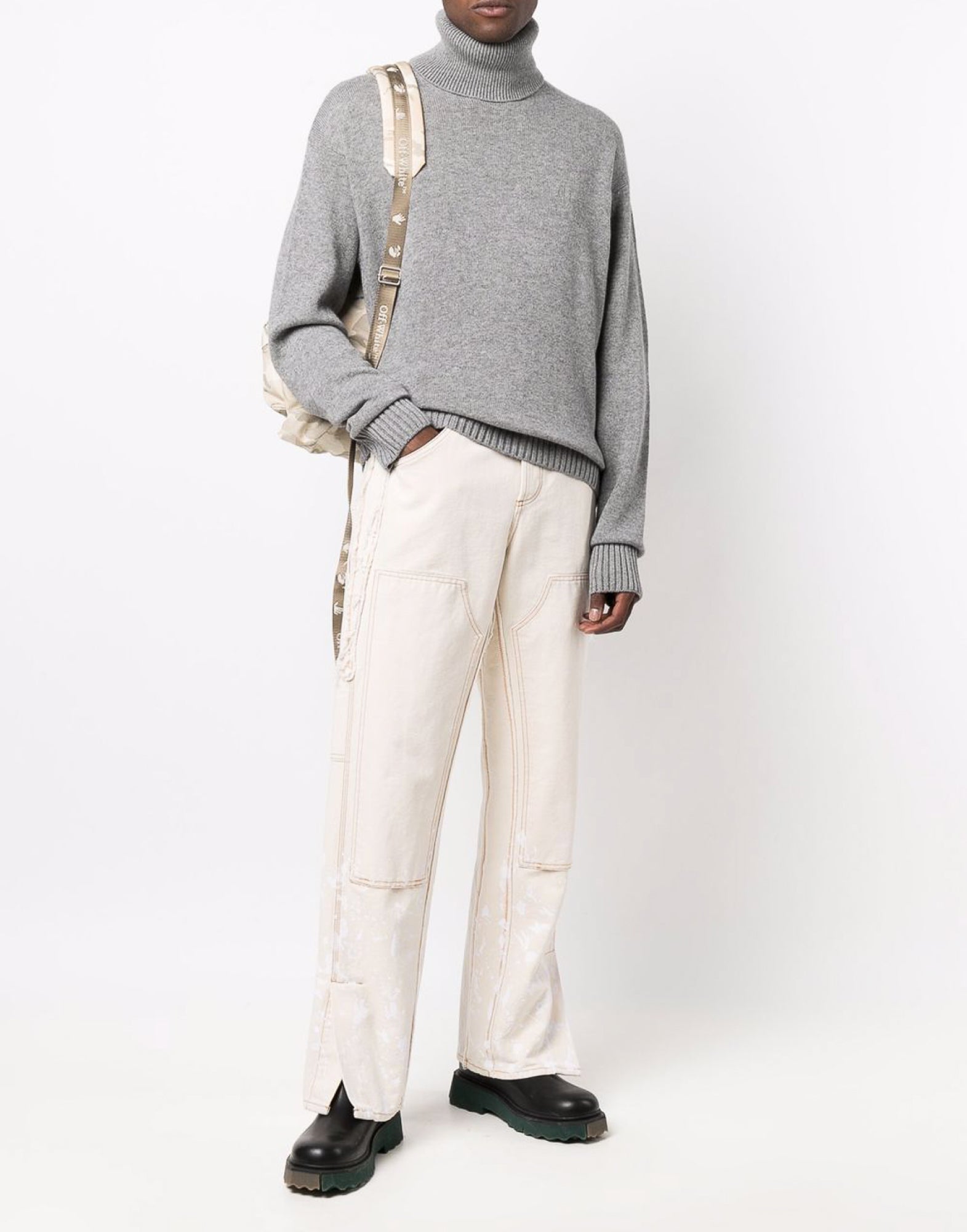 OFF-WHITE Basic Knit Turtleneck Sweater - Medium Size