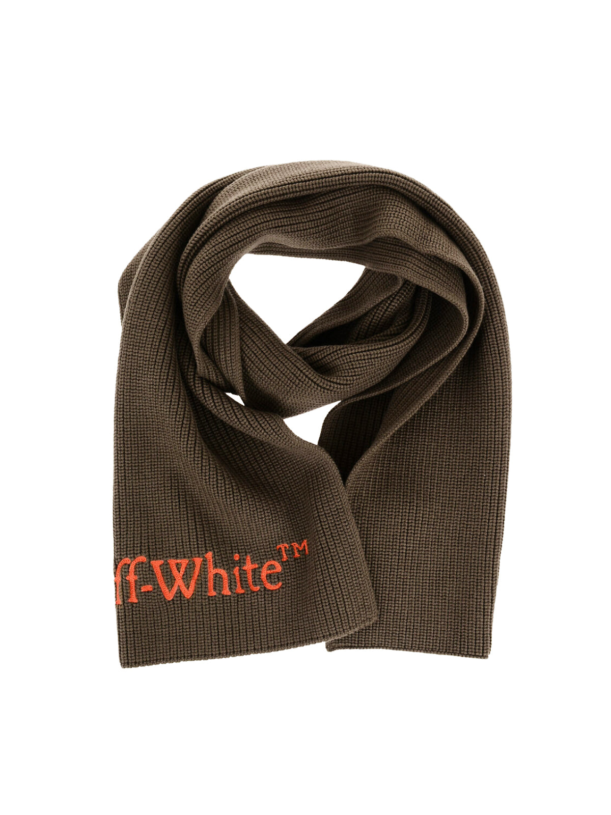 OFF-WHITE Bookish Logo Knit Wool Scarf 36x176 cm