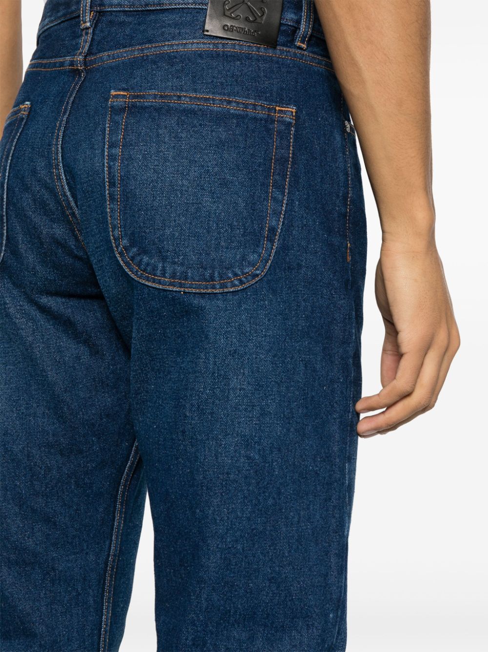OFF-WHITE Tapered Cut Jeans with Front Zipper Closure for Men