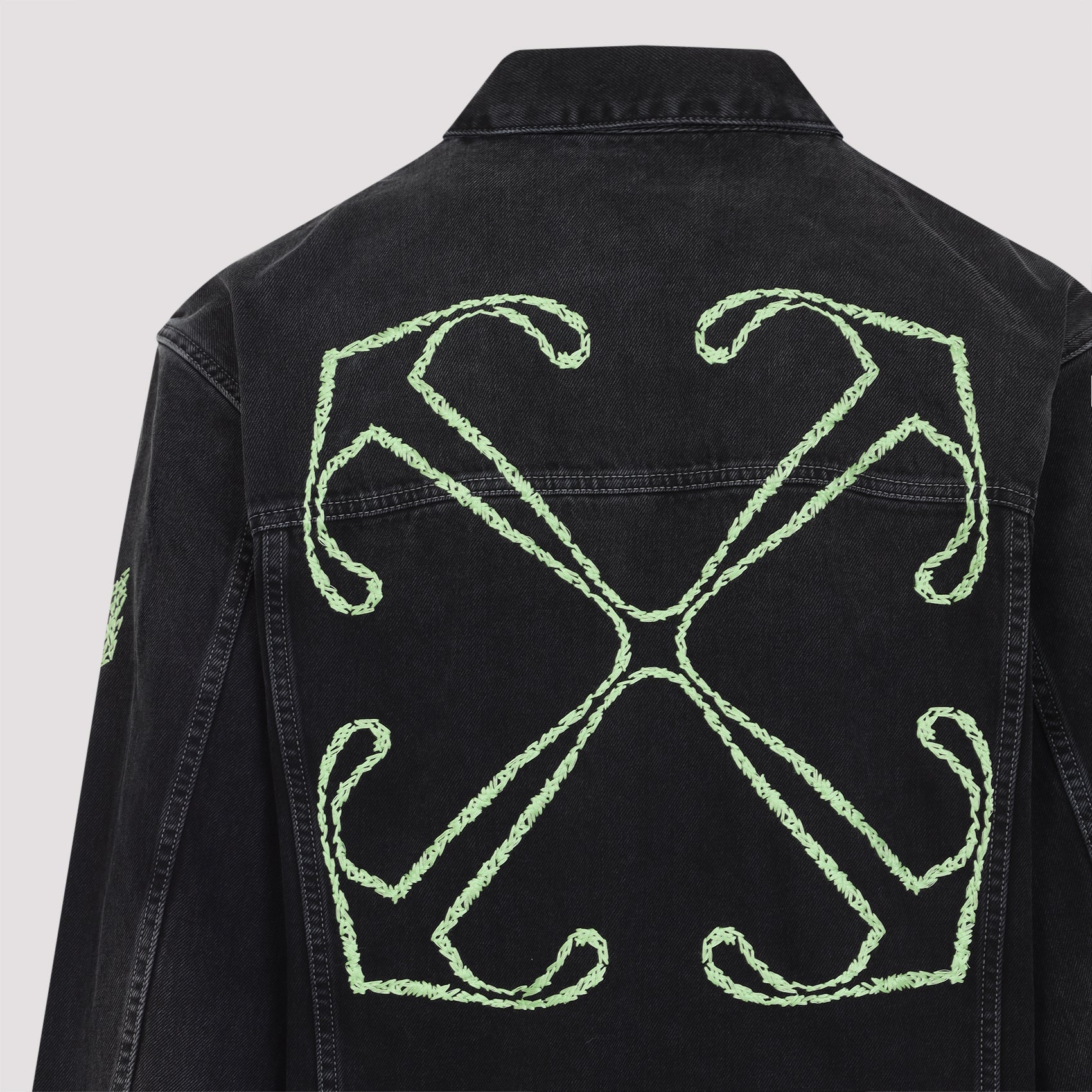 OFF-WHITE Diagonal Stripe Outlined Denim Skate Jacket