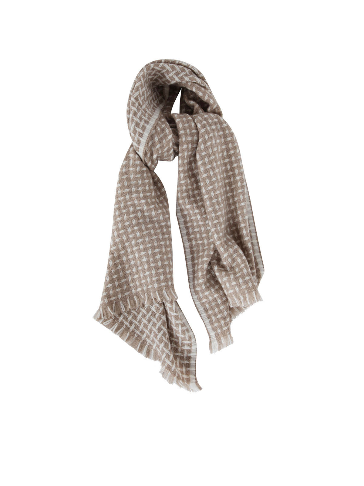 OATS & RICE Cross Pattern Twill Cashmere Scarf