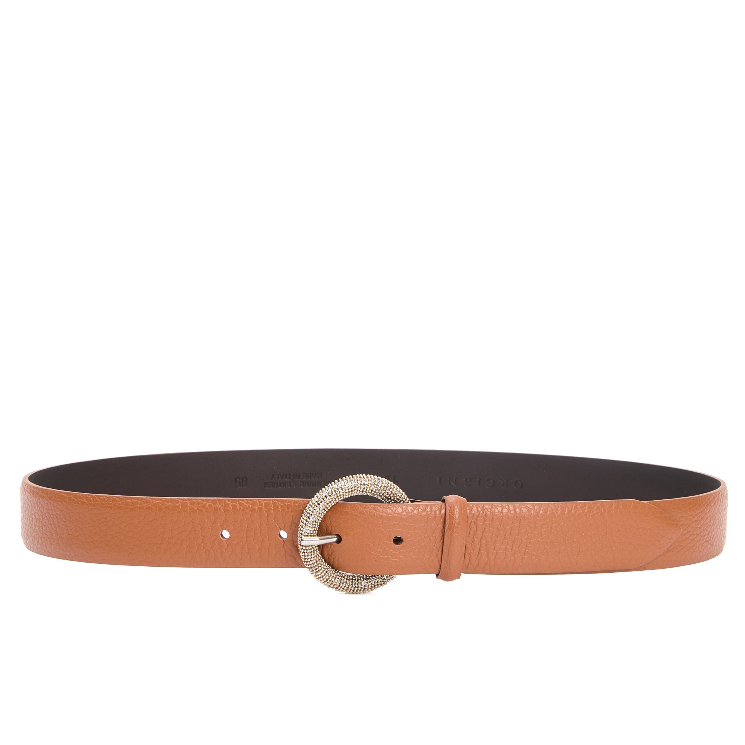 ORCIANI Elegant Strass-Embellished 3 cm Leather Belt for Women