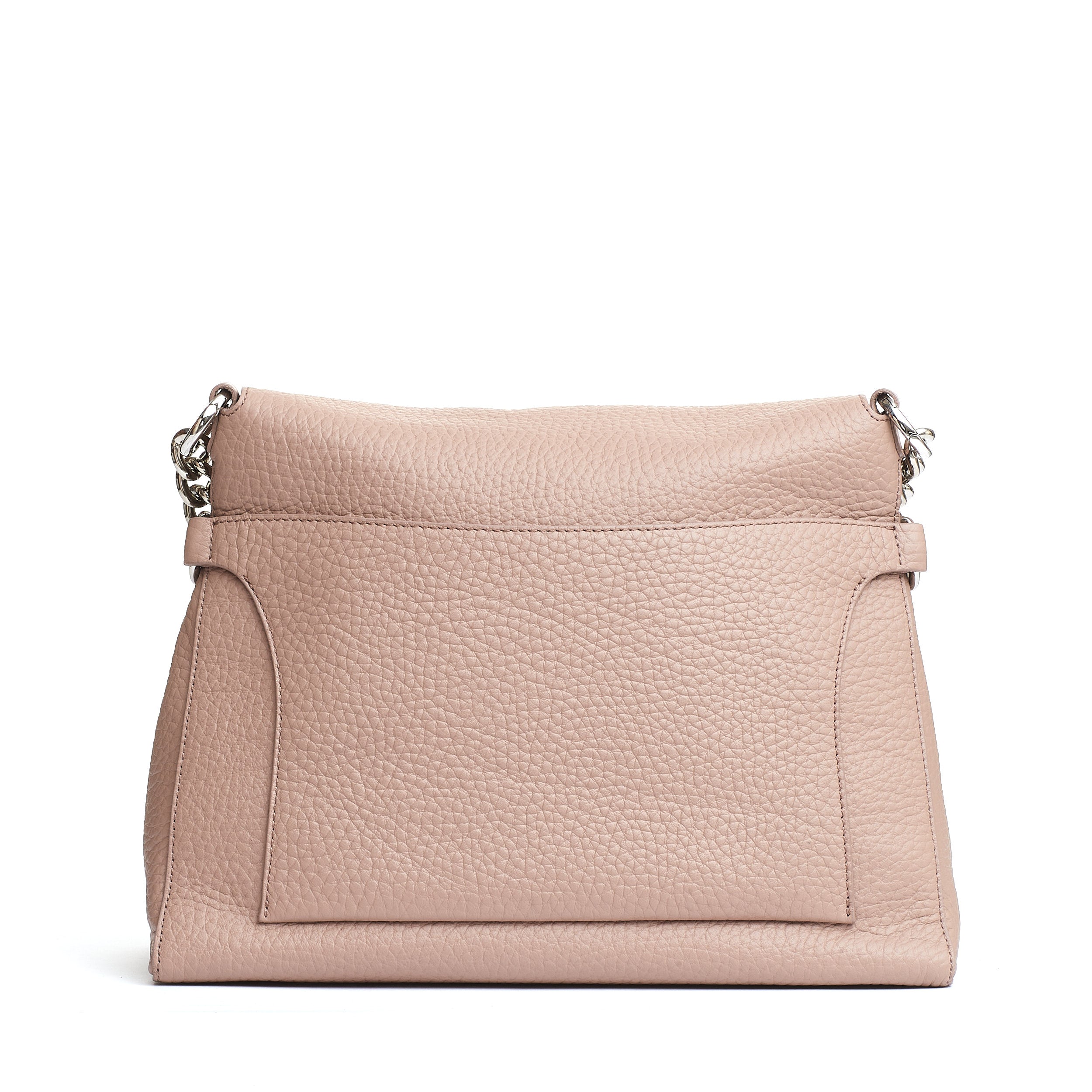 ORCIANI Mini Leather Handbag with Silver Chain Handle (33x25x15 cm)