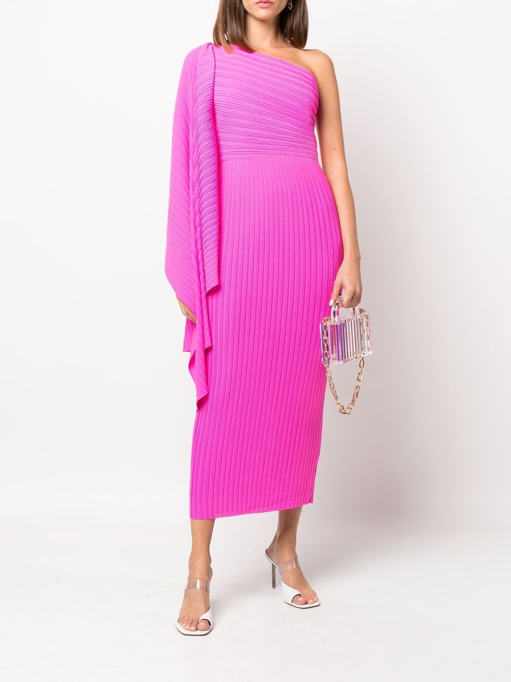 SOLACE LONDON One-Shoulder Midi Dress