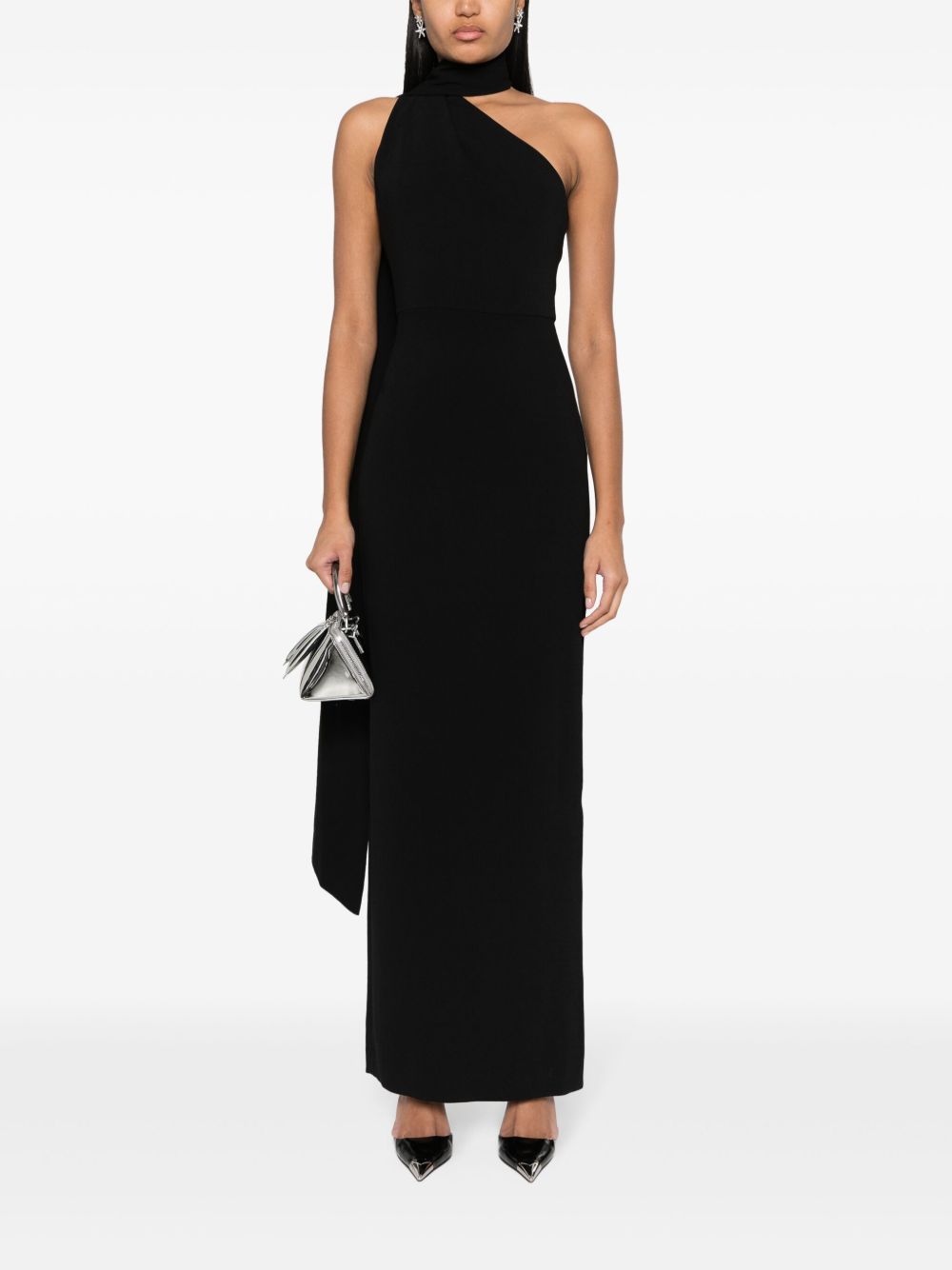 SOLACE LONDON Demi Maxi Dress with Fitted Waistline and One-Shoulder Design