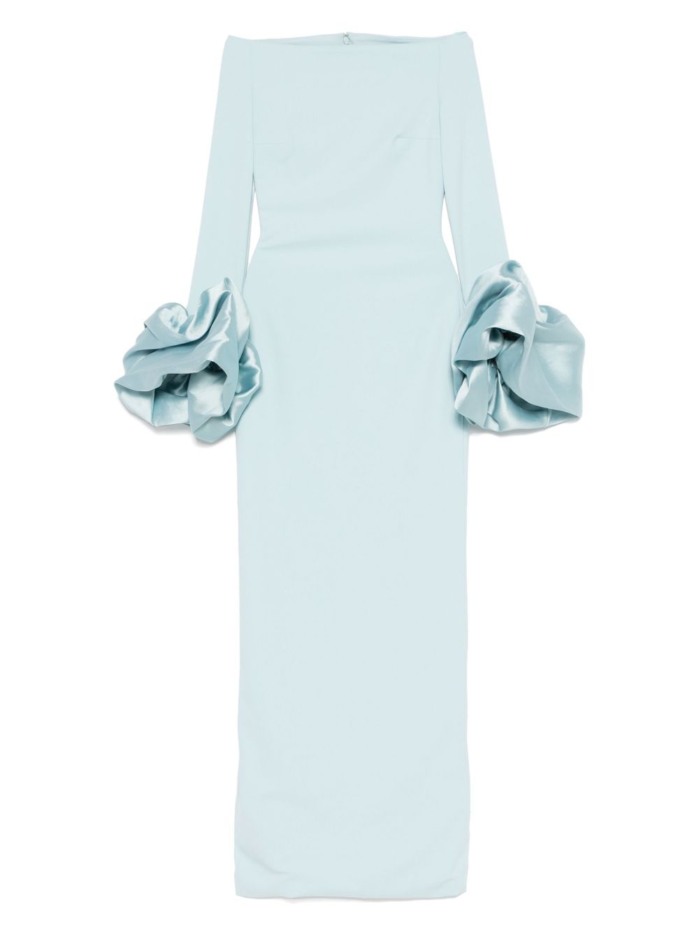 SOLACE LONDON Off-Shoulder Maxi Dress with Ruffle Cuffs