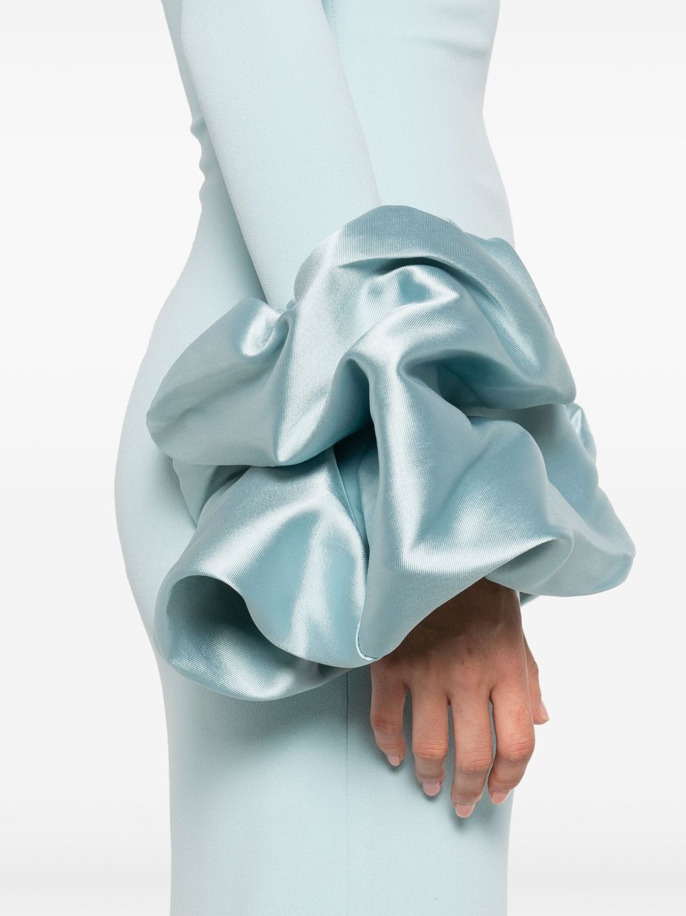 SOLACE LONDON Off-Shoulder Maxi Dress with Ruffle Cuffs