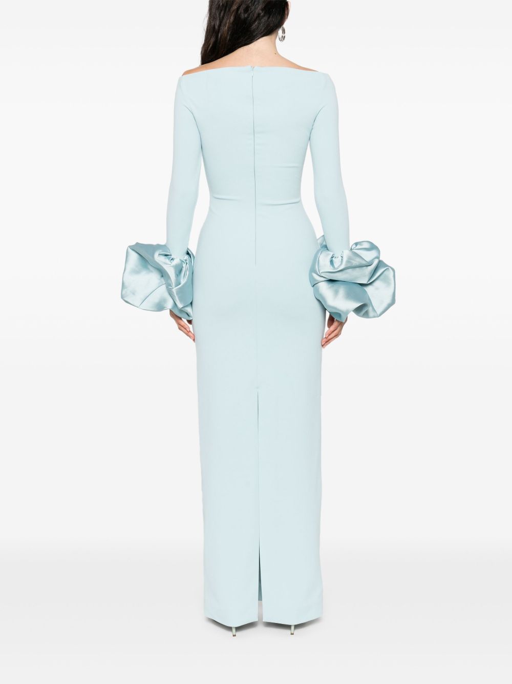 SOLACE LONDON Off-Shoulder Maxi Dress with Ruffle Cuffs