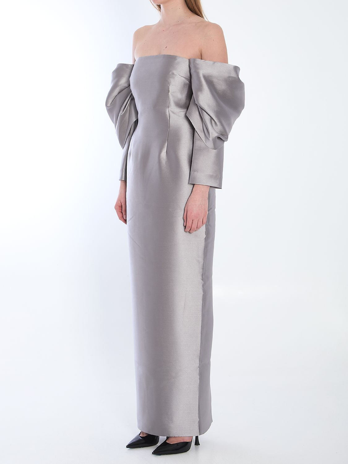 SOLACE LONDON Layah Off-the-Shoulder Long Dress - Slim Fit