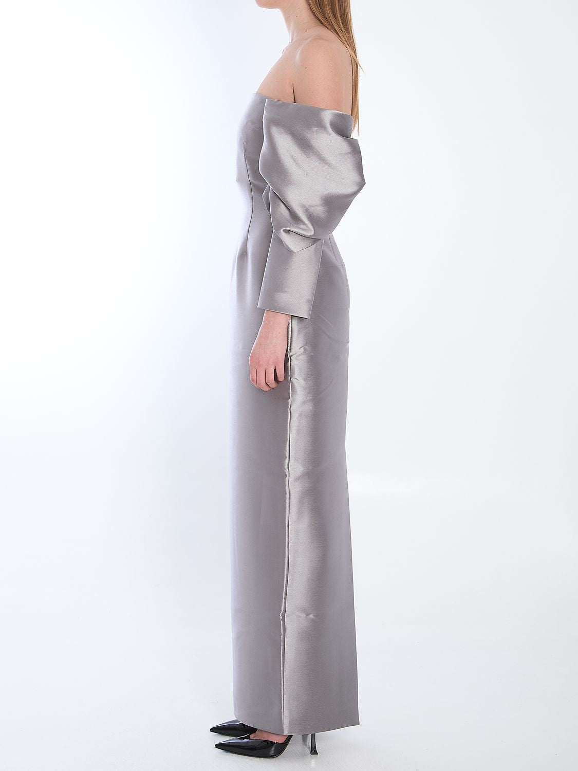 SOLACE LONDON Layah Off-the-Shoulder Long Dress - Slim Fit