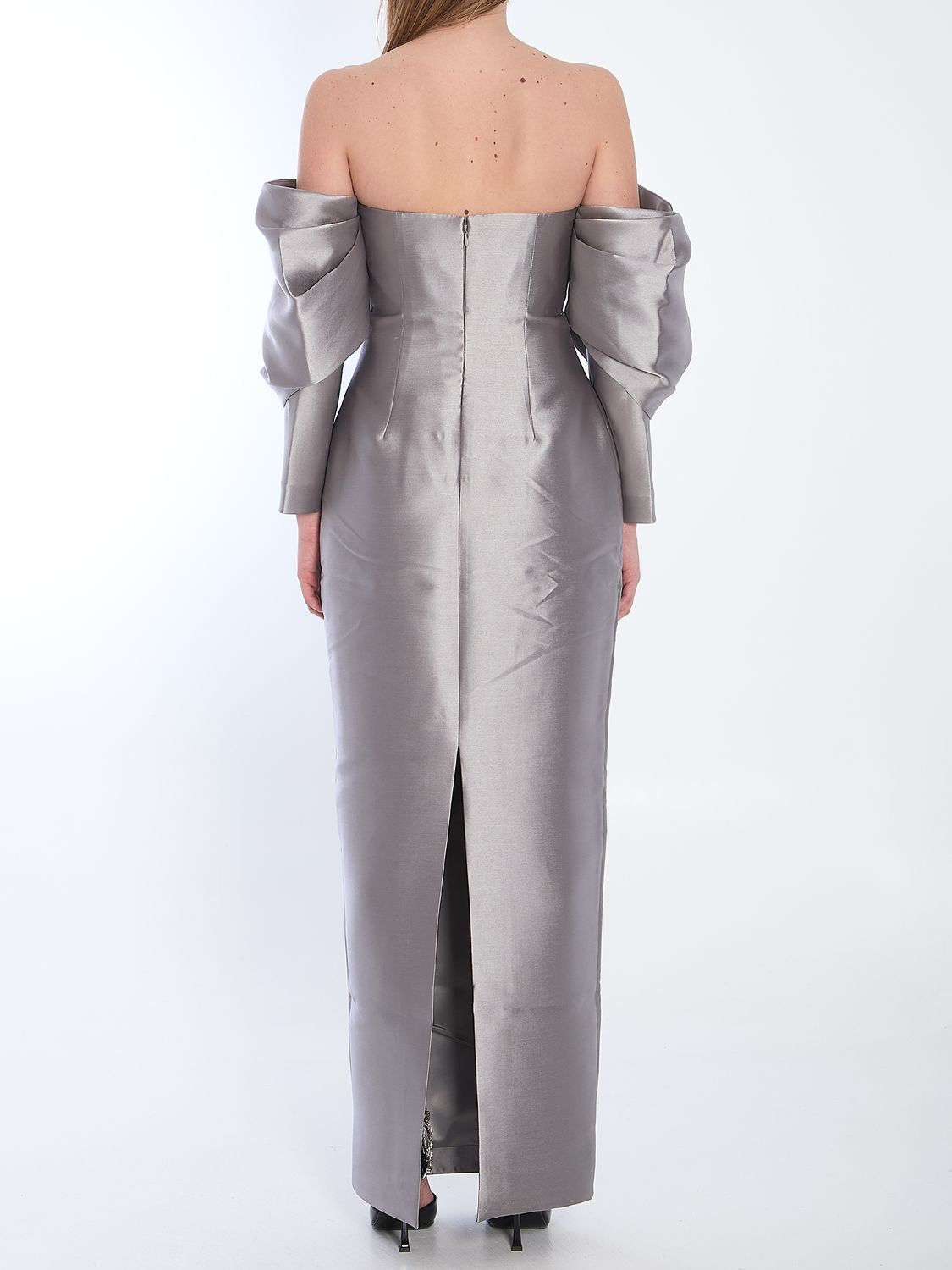 SOLACE LONDON Layah Off-the-Shoulder Long Dress - Slim Fit