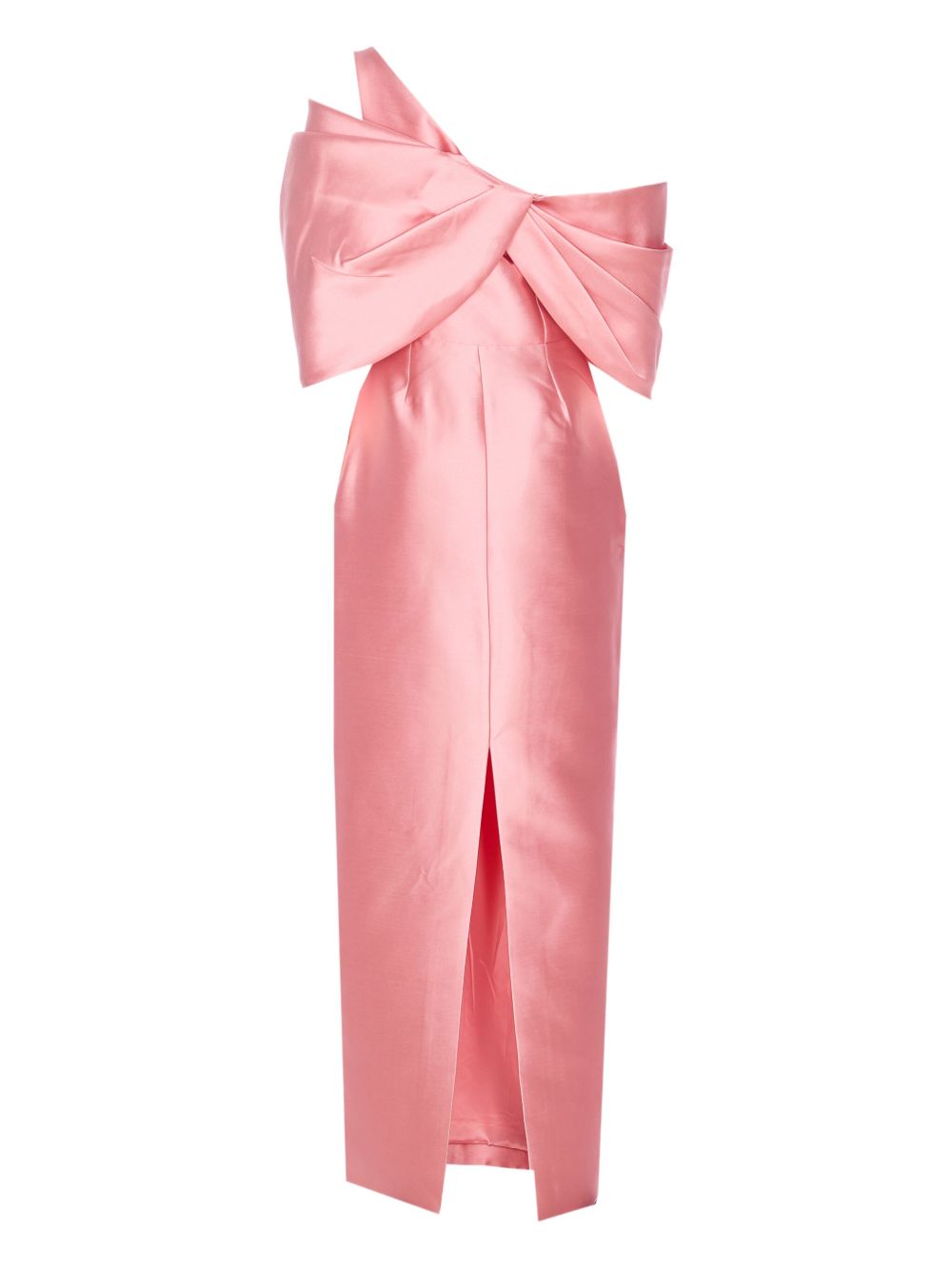 SOLACE LONDON Elegant Maxi Dress with Bow Detail and Asymmetric Sleeves