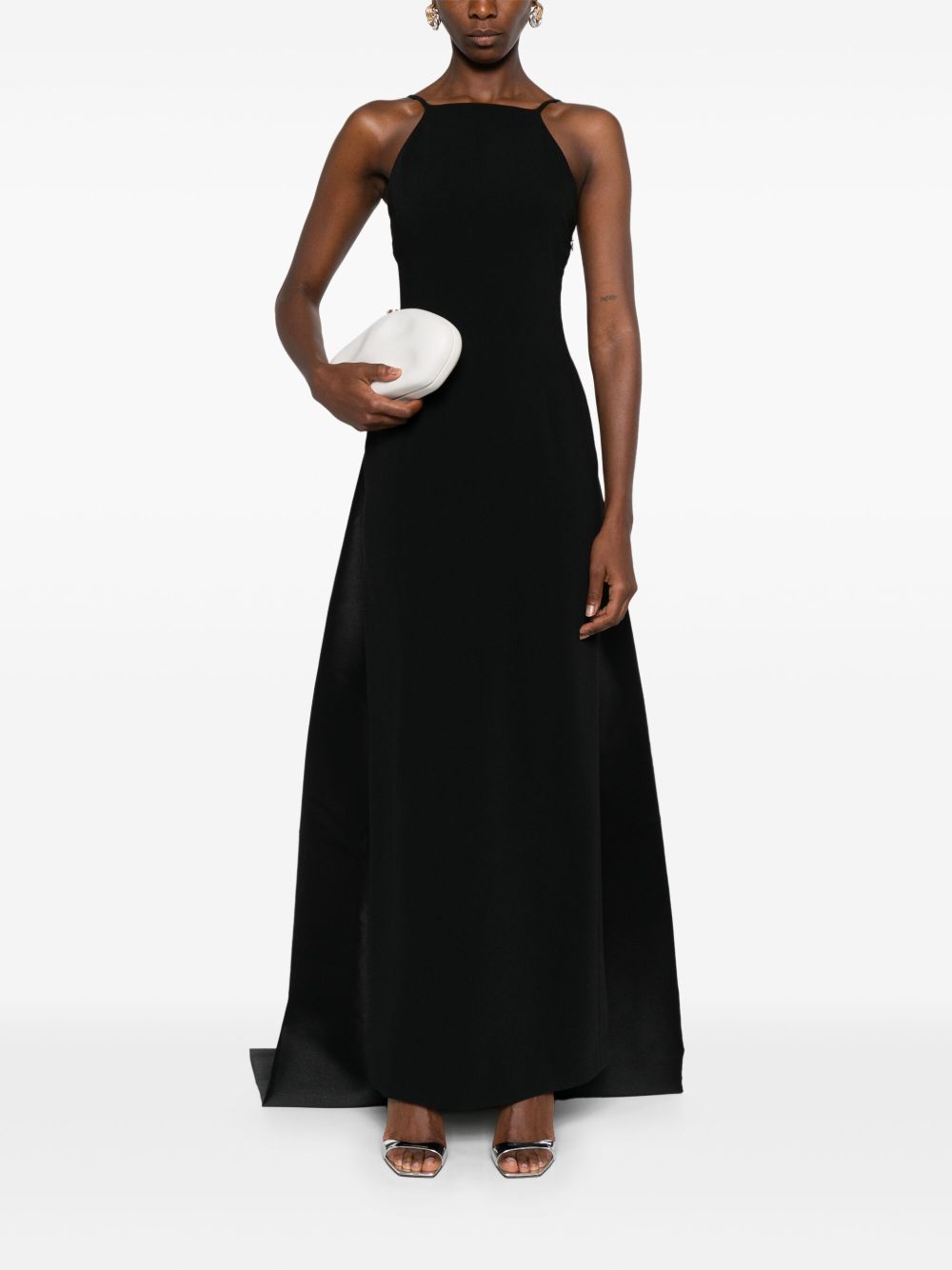 SOLACE LONDON Maxi Dress with Concealed Side Zip and Veil Detail