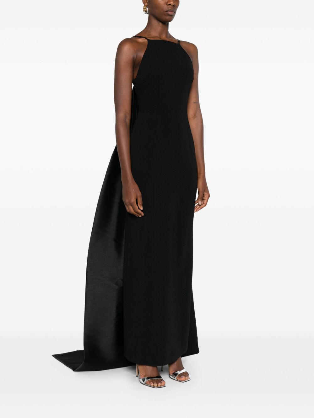 SOLACE LONDON Maxi Dress with Concealed Side Zip and Veil Detail