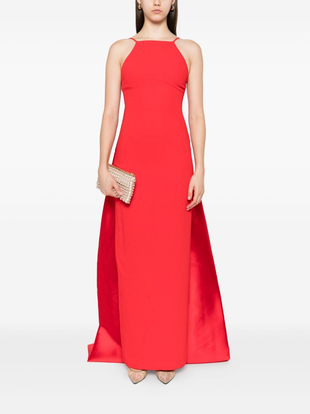 SOLACE LONDON Halterneck Maxi Dress with Train Detail for Women