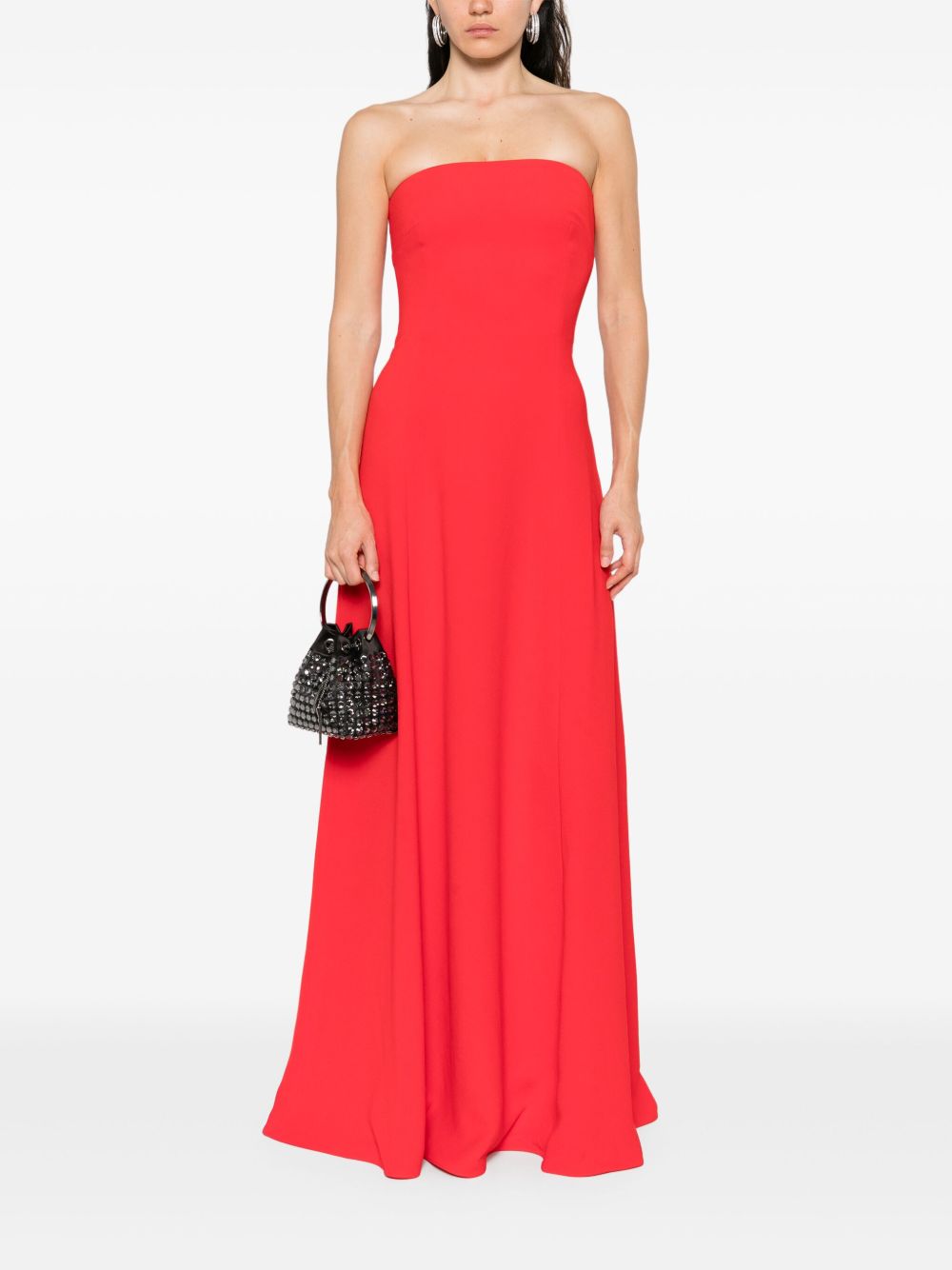 SOLACE LONDON Strapless Floor-Length Maxi Dress with Flared Skirt
