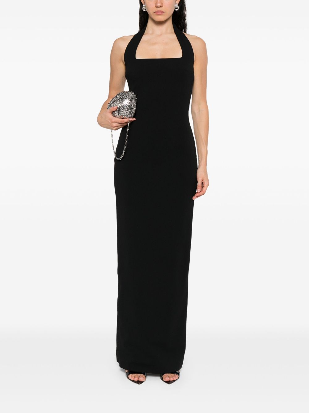 SOLACE LONDON Elegant Maxi Dress with Halterneck Design
