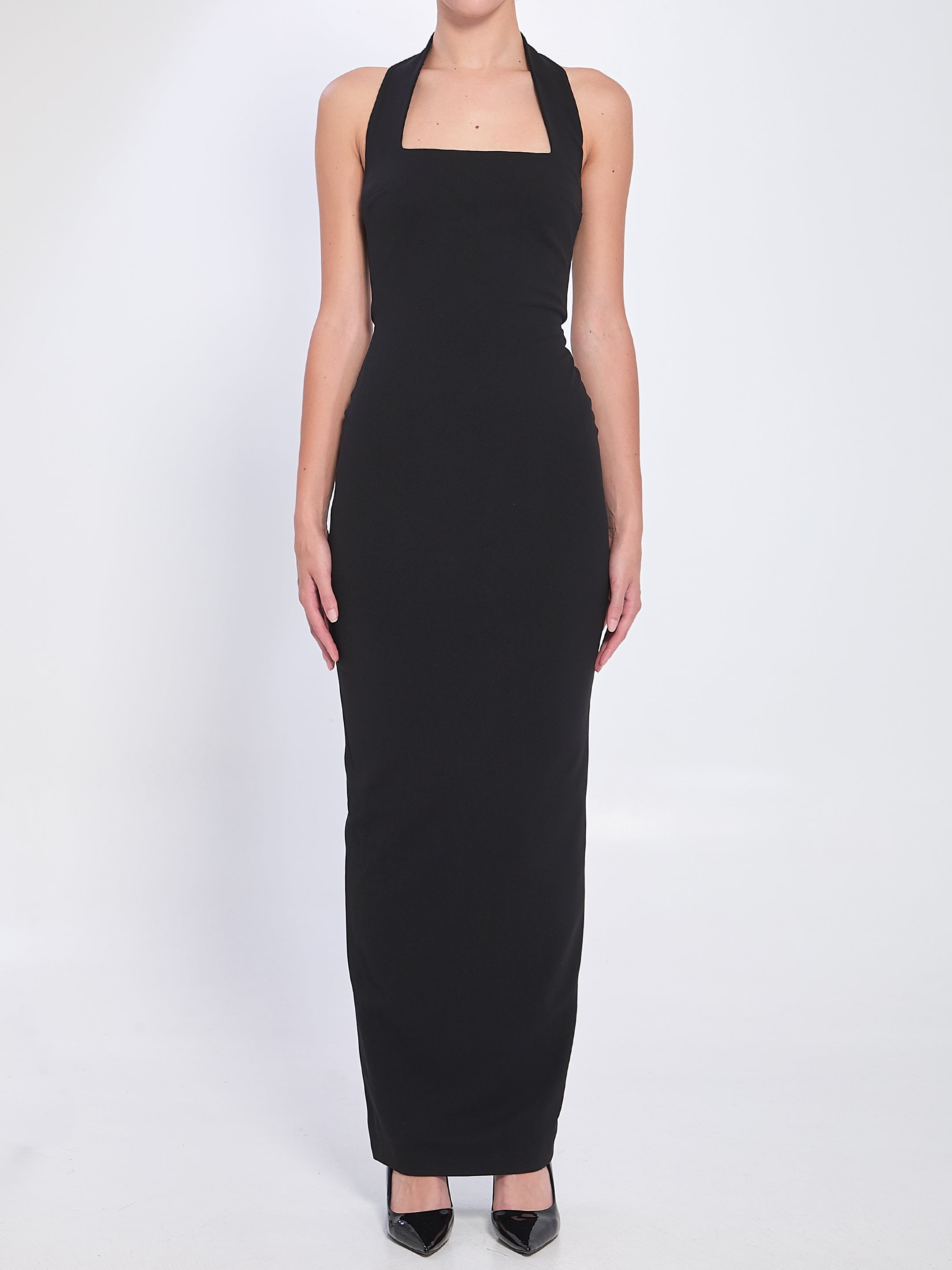 SOLACE LONDON Elegant Maxi Dress with Halterneck Design