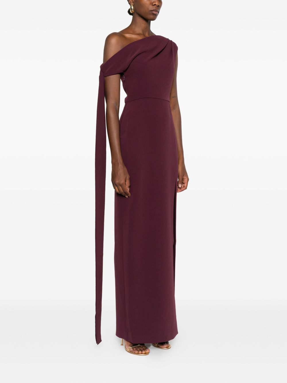 SOLACE LONDON Irina Midi Dress with Cowl Neck and Side Split for Women