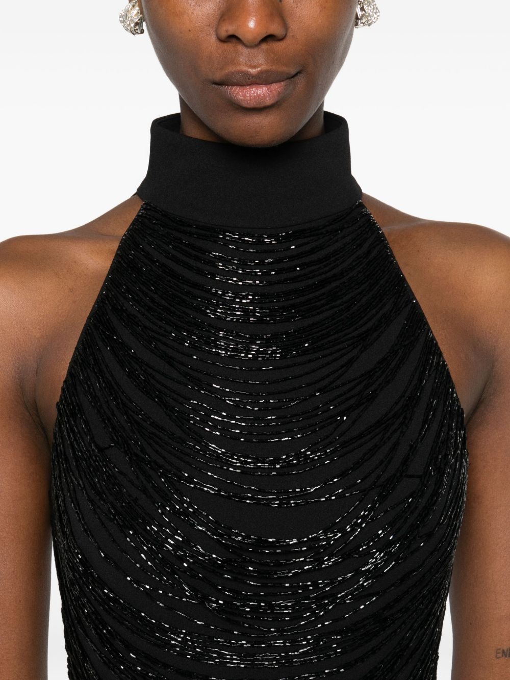 SOLACE LONDON Embellished Halterneck Maxi Dress